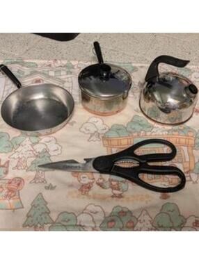 Adorable Revere Ware USA‎ Copper Bottom Mini Toy Play Cookware Set Very Rare